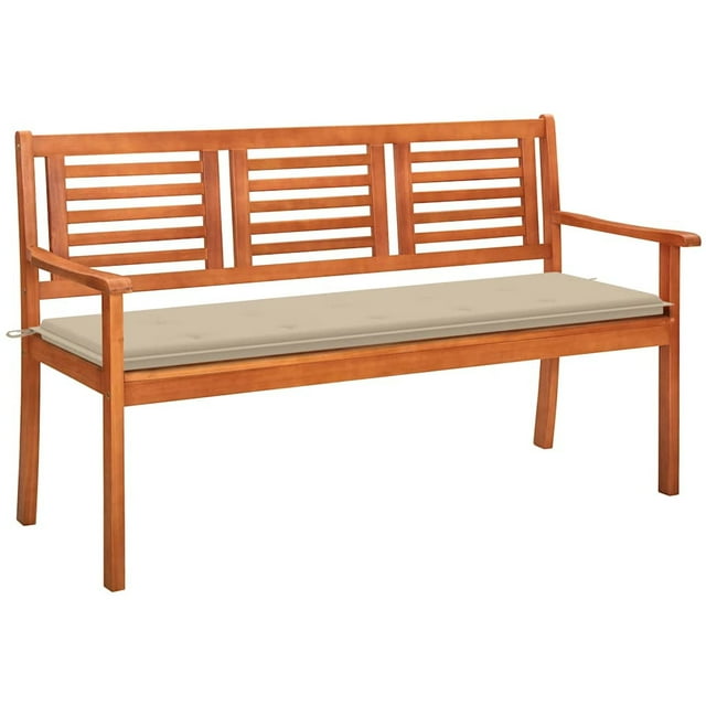 vidaXL Outdoor Patio Bench Loveseat Chair with Cushion Solid Wood Eucalyptus