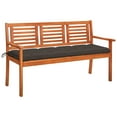 thumbnail image 1 of vidaXL Outdoor Patio Bench Loveseat Chair with Cushion Solid Wood Eucalyptus, 1 of 12