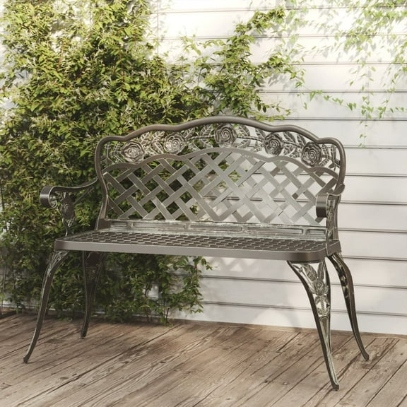 vidaXL Outdoor Patio Bench Outdoor Bench Chair for Backyard Cast Aluminum