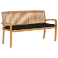 thumbnail image 1 of vidaXL Outdoor Patio Bench Stacking Patio Bench with Cushion Solid Wood Teak, 1 of 76
