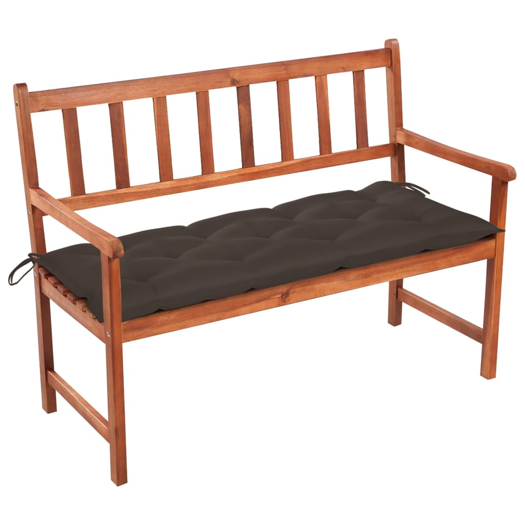 47.2" Taupe Cushion Solid Acacia Wood Patio Bench