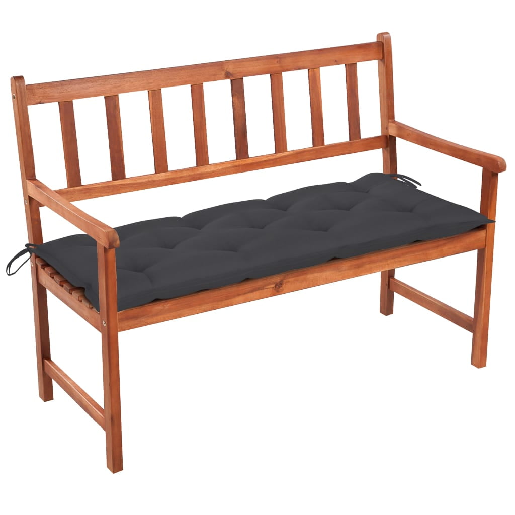 47.2" Anthracite Acacia Wood Patio Bench with Cushion
