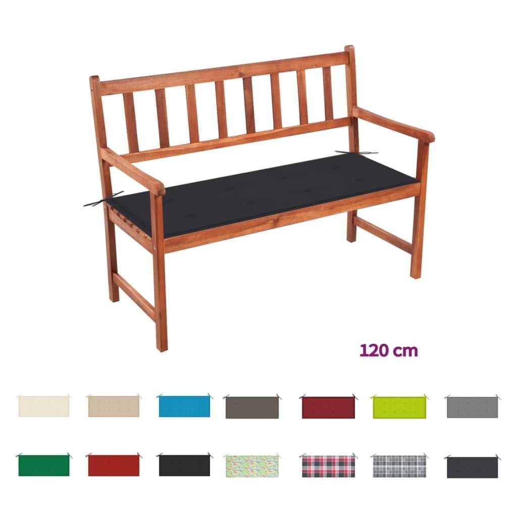 47.2" Anthracite Acacia Wood Patio Bench with Cushion