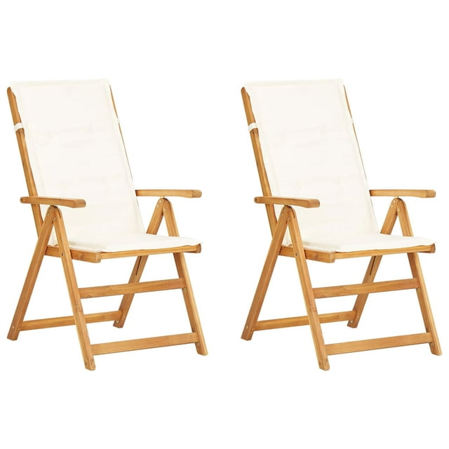 vidaXL Outdoor Recliner Chairs 2 Pcs Patio Reclining Chair Solid Wood Acacia