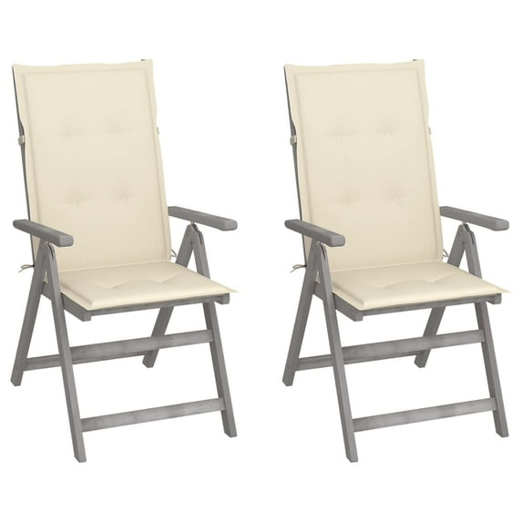 vidaXL Outdoor Recliner Chairs Patio Chair with Cushions Solid Wood Acacia