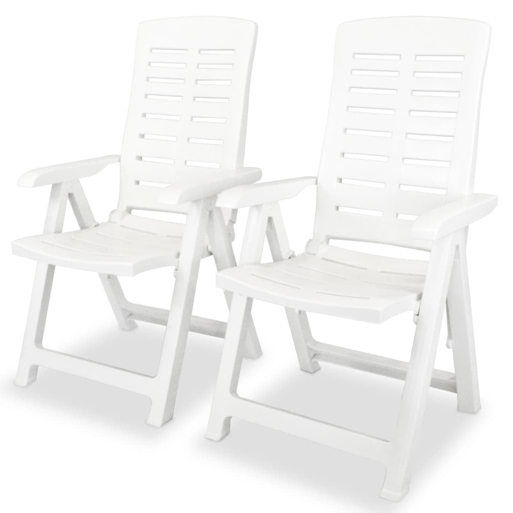 vidaXL Garden Chair Set of 2 White Plastic Standard Foldable