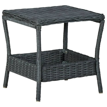 vidaXL Outdoor Side Table Garden Patio Porch End Table with Storage PE Rattan