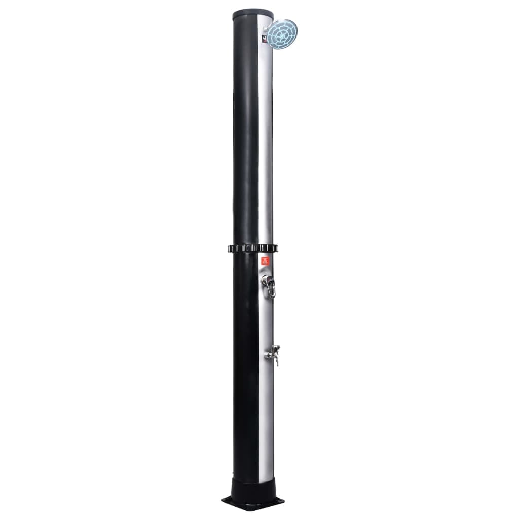 Black and Silver 86.6" PVC Free Standing Outdoor Solar Shower