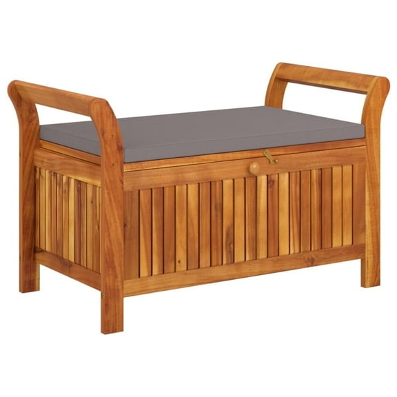 vidaXL Patio Storage Bench Outdoor Solid Acacia Wood Loveseat with Cushion - Brown