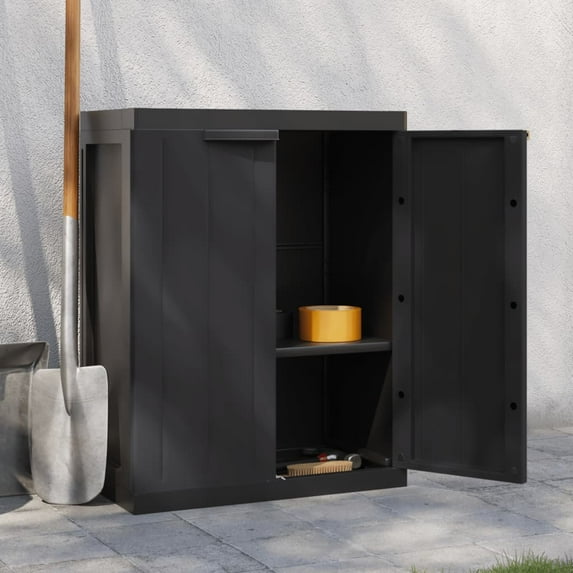 vidaXL Outdoor Storage Cabinet Black 25.6"x14.6"x33.5" PP