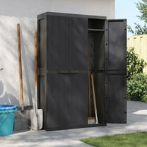 vidaXL Outdoor Storage Cabinet Black 25.6"x14.6"x33.5" PP