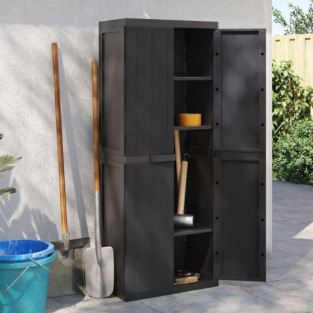 Black Lockable Outdoor Plastic Storage Cabinet 25.6x14.6x65