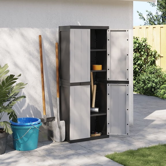 vidaXL Outdoor Storage Cabinet with Utility Garden Patio Furniture, PP