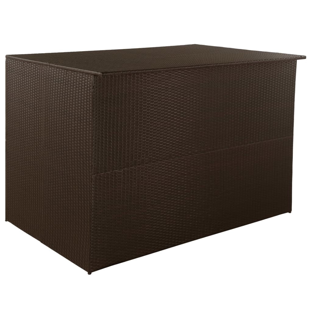 Brown Poly Rattan Outdoor Storage Deck Box with Steel Frame