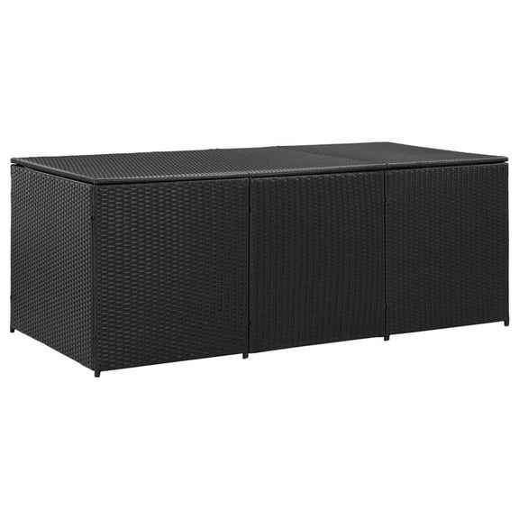 vidaXL Storage Chest Black Polyethylene Rattan Large Garden Storage Box