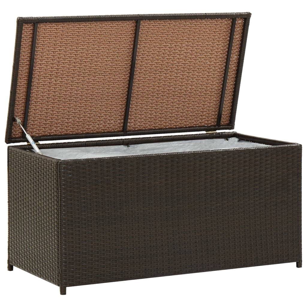 Brown Poly Rattan Outdoor Deck Storage Box