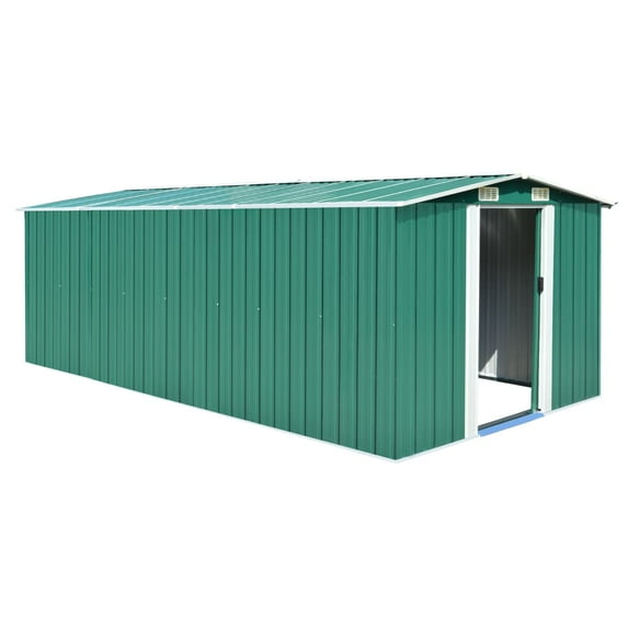 vidaXL Garden Shed Green Galvanized Steel Large Sliding Components