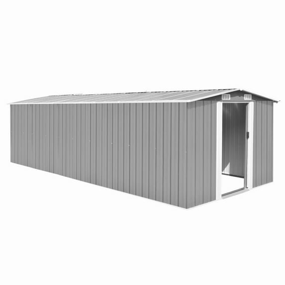 vidaXL Outdoor Storage Shed Garden Shed Metal Storage Backyard Patio Shed Gray