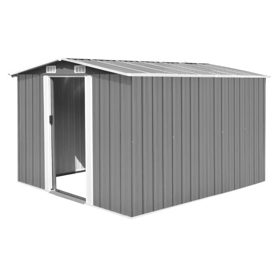 vidaXL Outdoor Storage Shed Garden Shed Metal Storage Backyard Patio Shed Gray