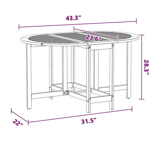 vidaXL Outdoor Tables Natural wood Solid Acacia wood Medium Foldable