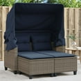 thumbnail image 1 of vidaXL PE Rattan & Powder-Coated Steel Outdoor Sofas with 2-Garden Stool, 2-Seat Cushion, Gray, 1 of 11
