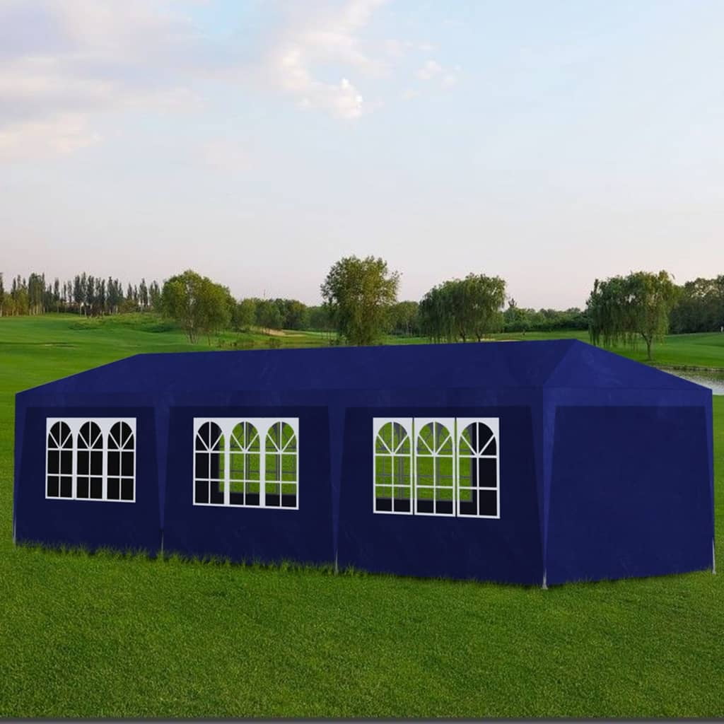 Blue Steel Outdoor Party Tent with Side Panels