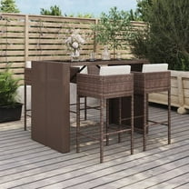vidaXL Patio Bar Set 5 Piece Wicker Table and Stool with Cushions Poly Rattan