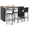 thumbnail image 1 of vidaXL Patio Bar Set 7 Piece Outdoor Bar Table and Chairs Poly Rattan Black, 1 of 15