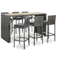 thumbnail image 1 of vidaXL Patio Bar Set 7 Piece Outdoor Bar Table and Chairs Poly Rattan Black, 1 of 15