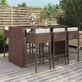 thumbnail image 1 of vidaXL Patio Bar Set 7 Piece Wicker Table and Stool with Cushions Poly Rattan, 1 of 9