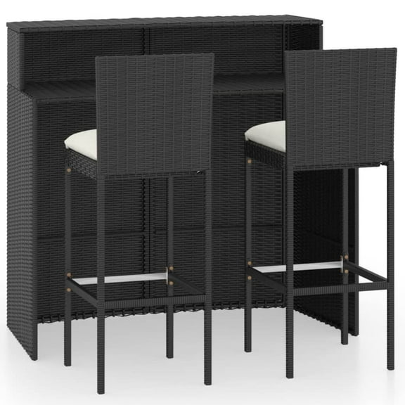 vidaXL Patio Bar Set Bar Table and Stools Patio Furniture Set with Cushions