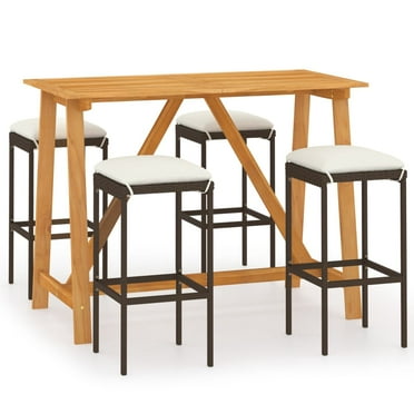 vidaXL Patio Bar Set Bar Table and Stools Patio Furniture Set with Cushions