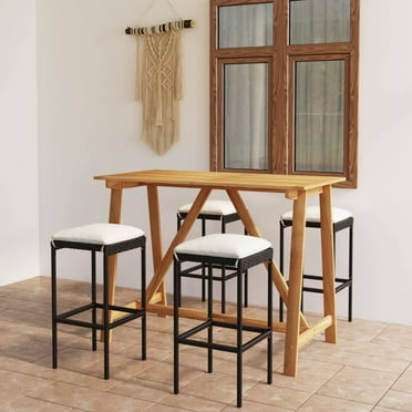 vidaXL Patio Bar Set Bar Table and Stools Patio Furniture Set with Cushions