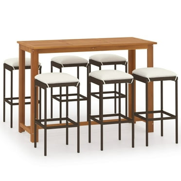vidaXL Patio Bar Set Bar Table and Stools Patio Furniture Set with Cushions
