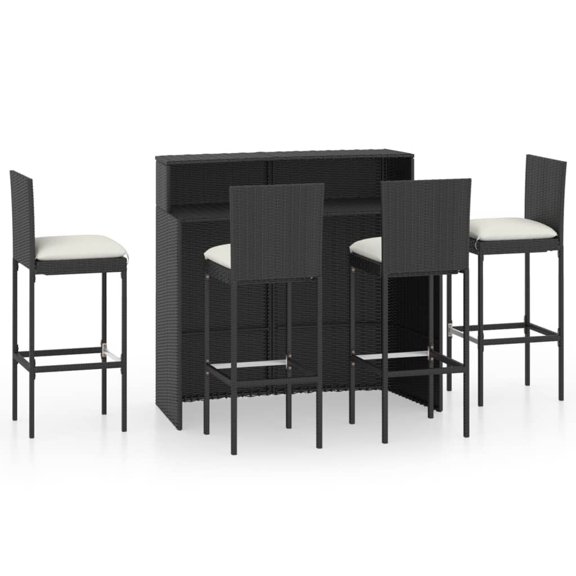 vidaXL Garden Bar Set Black, Cream White