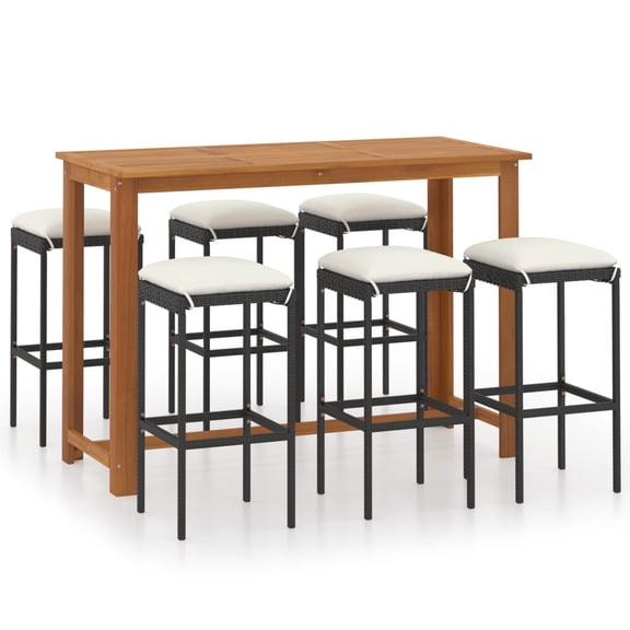 vidaXL Patio Bar Set Bar Table and Stools Patio Furniture Set with Cushions
