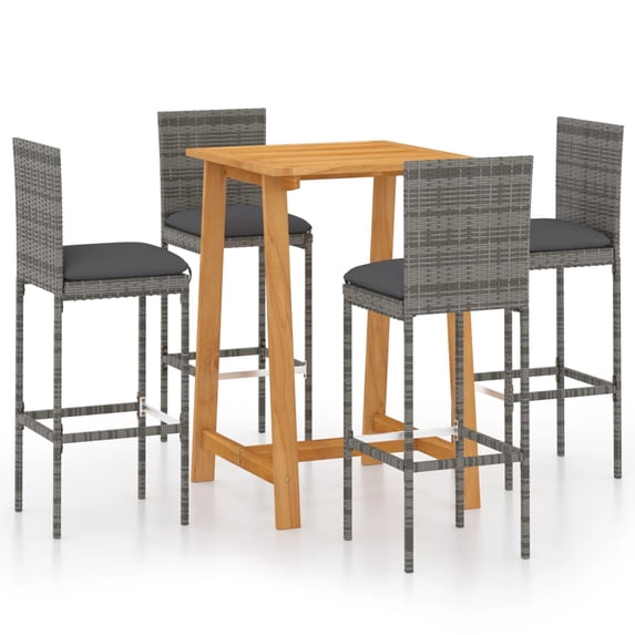 vidaXL Patio Bar Set Bar Table and Stools Patio Furniture Set with Cushions