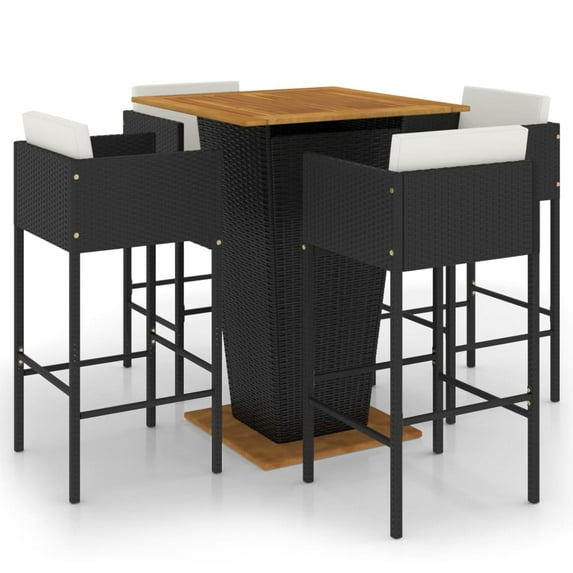 vidaXL Patio Bar Set Outdoor Bistro Set Bar Stool Bistro Table Poly Rattan