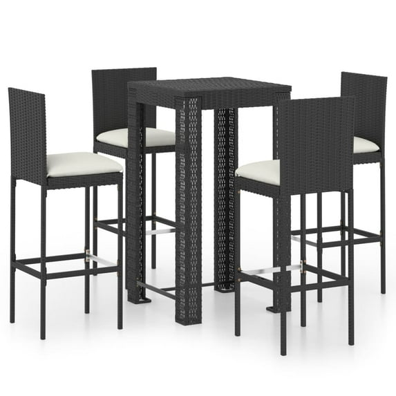 vidaXL Patio Bar Set Outdoor Bistro Set Bar Stool Bistro Table Poly Rattan