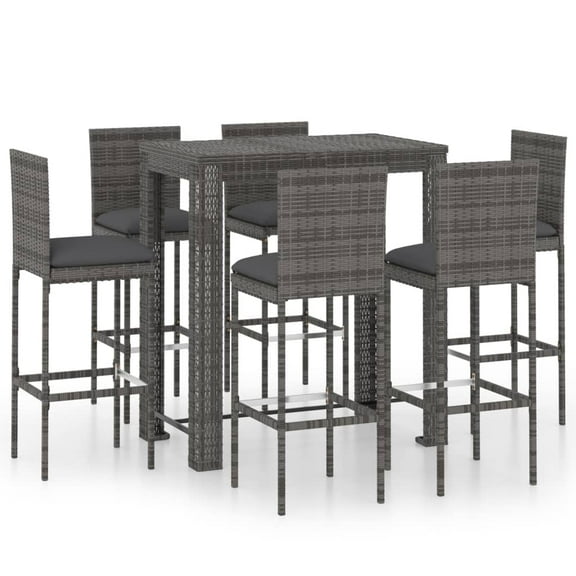 vidaXL Patio Bar Set Outdoor Bistro Set Bar Stool Bistro Table Poly Rattan