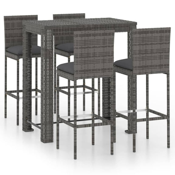 vidaXL Patio Bar Set Outdoor Bistro Set Bar Stool Bistro Table Poly Rattan