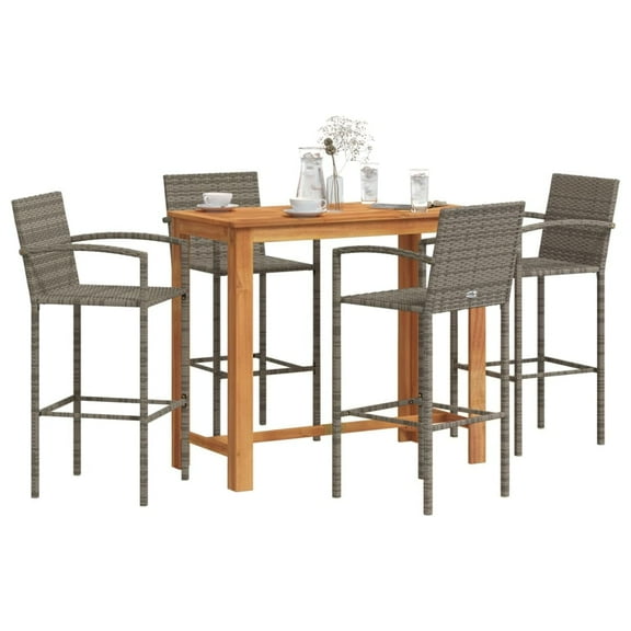 vidaXL Patio Bar Set Outdoor Garden Furniture Solid Wood Acacia and Poly Rattan