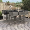 thumbnail image 1 of vidaXL Patio Bar Set Outdoor Wicker Table and Stool with Cushions Poly Rattan, 1 of 9