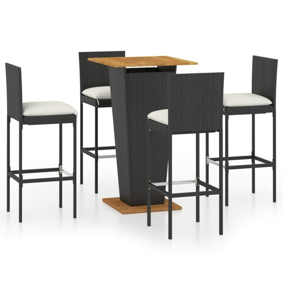 vidaXL Patio Bar Set Seating 3/5/9 Piece Black/Gray 23.6"/31.5" Table Length