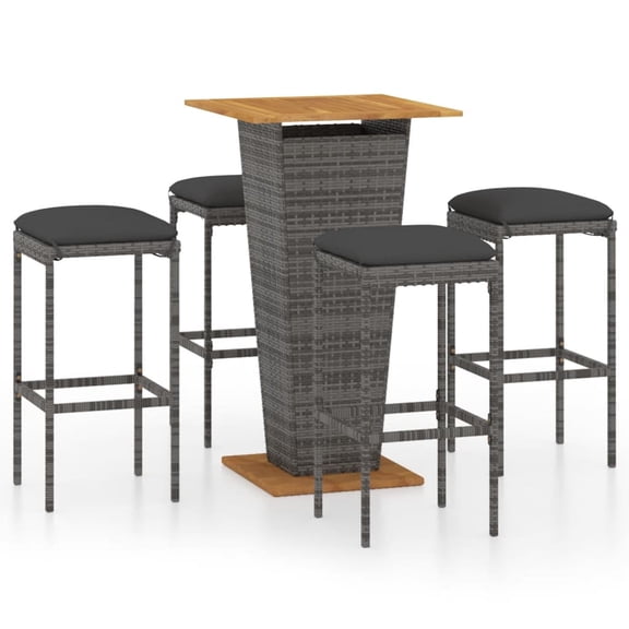 vidaXL Patio Bar Set Seating 3/5/9 Piece Black/Gray 23.6"/31.5" Table Length