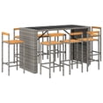 thumbnail image 1 of vidaXL Patio Bar Set Wicker Outdoor Bar Set Poly Rattan and Solid Wood Acacia, 1 of 34