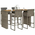 thumbnail image 1 of vidaXL Patio Bar Set with Cushions Pub Table and Stools Poly Rattan Acacia, 1 of 8
