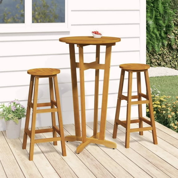 vidaXL Garden Bar Table 23.6" Solid Acacia Wood Outdoor Weather-Resistant Brown