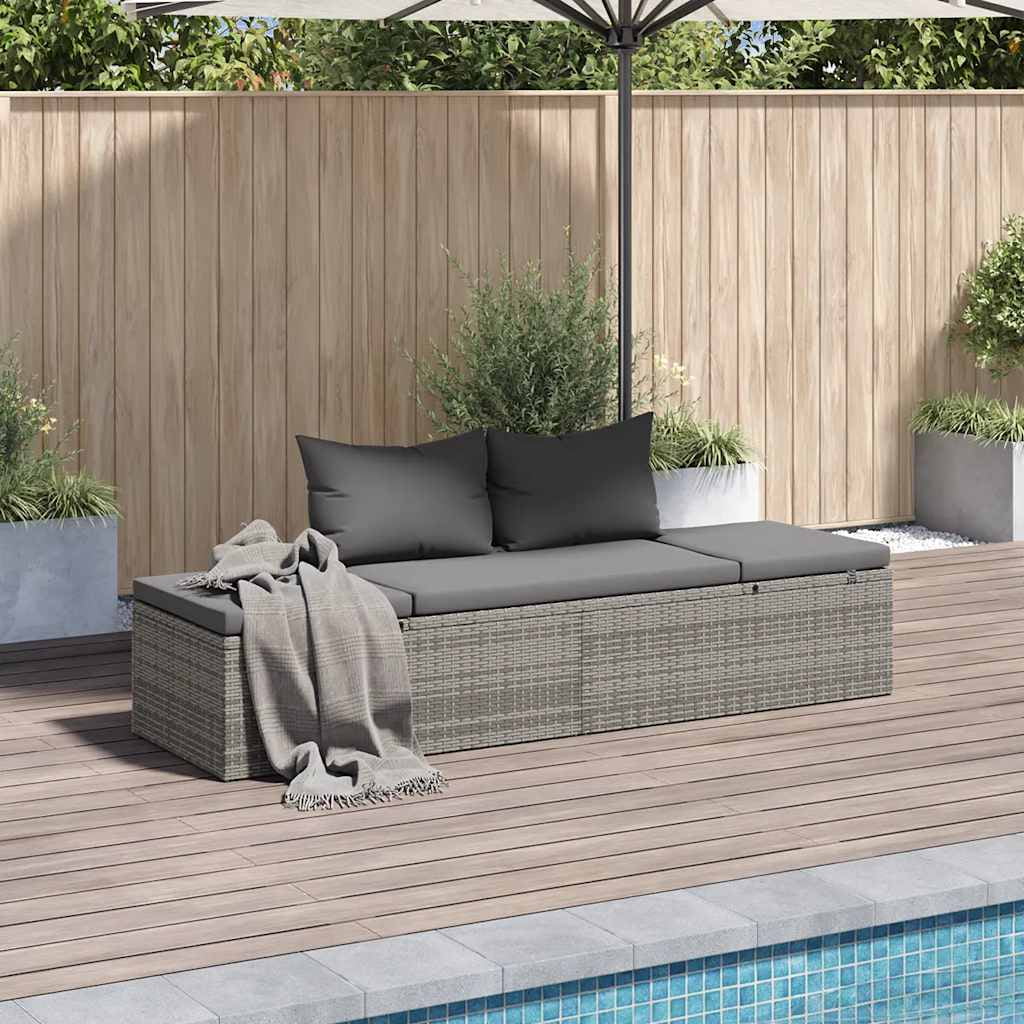 Gray Poly Rattan Outdoor Daybed with Cushions