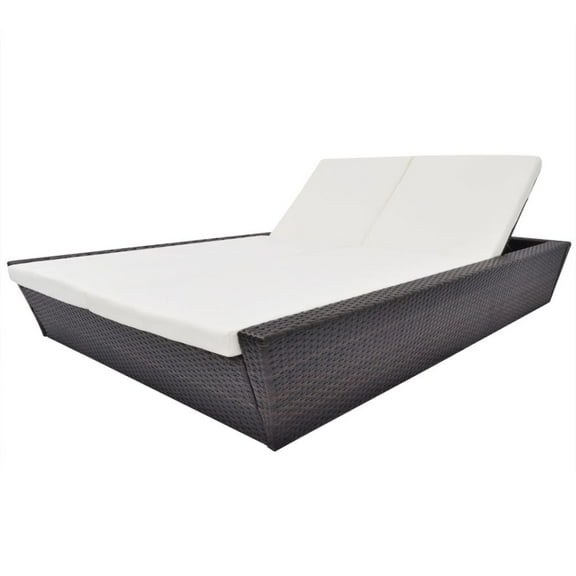 vidaXL Patio Bed Outdoor Rattan Daybed Lounge Bed with Cushion Poly Rattan